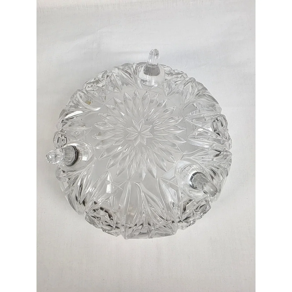 Handcrafted Italian Crystal Bowl 30% PbO Lead Glass Floral Footed‎ Sawtooth Rim